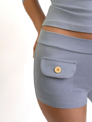 Oddli Button Mini Shorts - light blue