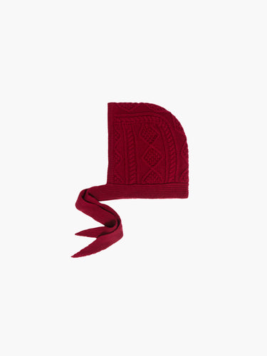 Oddli Cable Knit Bonnet - red
