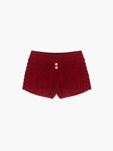 Oddli Cable Knit Mini Shorts - red