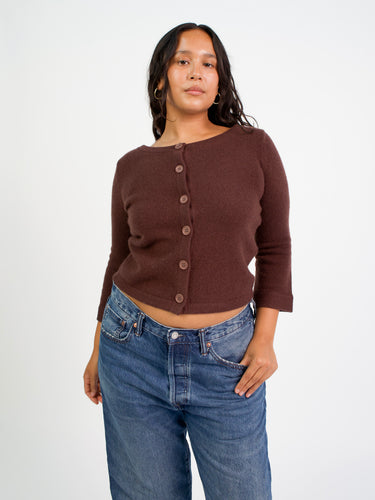Oddli 3/4 Sleeve Cashmere Cardigan - brown