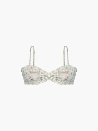 Oddli Bralette Bikini Top - cream plaid