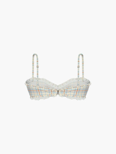 Oddli Bralette Bikini Top - cream plaid