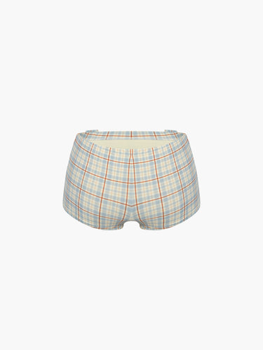 Oddli Mini Swim Short - cream plaid