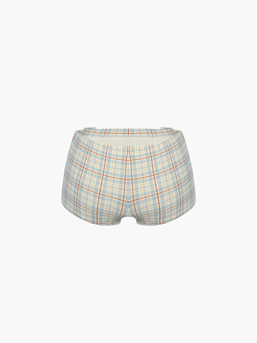 Oddli Mini Swim Short - cream plaid