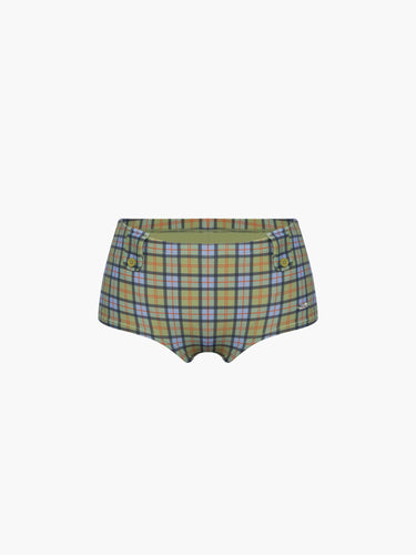 Oddli Mini Swim Short - blue green plaid