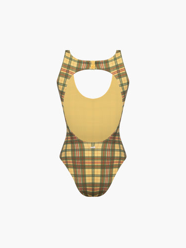 Oddli Button One Piece - yellow green plaid