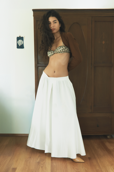 Pleated Poplin Skirt